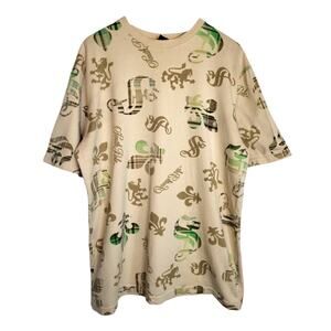 Vintage South Pole Fleur-De-Lis Dragons All Over Graphic Print Tee Shirt XL